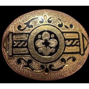 Taille d’ Epergne Midnight Enamel Rolled Gold Victorian Antique Estate Brooch